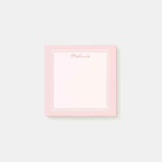 Moderne Blush Roos Roze White Border Script Post-it® Notes (Voorkant)