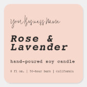 Moderne Blush rose Calligraphie Étiquette bougie (Devant)