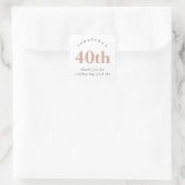 Moderne Blush roze 40th Birthday Dank je Vierkante Sticker (Tas)