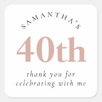 Moderne Blush roze 40th Birthday Dank je