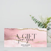 Moderne Blush Roze Agate Certificate Cadekaart (Staand voorkant)