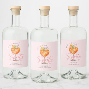 Moderne Blush Roze Aperol Spritz Bruiloftsborrel Likeurfles Etiket
