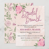 Moderne Blush Roze Aquarel Bloem Bruids Brunch Save The Date (Voorkant / Achterkant)