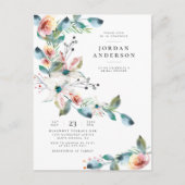 Moderne Blush roze bloemen | Elegant Vrijgezellenf Uitnodiging Briefkaart (Voorkant)