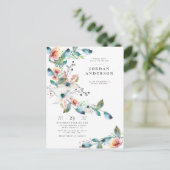 Moderne Blush roze bloemen | Elegant Vrijgezellenf Uitnodiging Briefkaart (Staand voorkant)