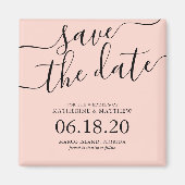 Moderne Blush roze bruiloft met script opslaan Dat Magneet (Voorkant)