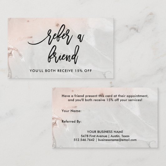 Moderne Blush roze en grijze marmer | Verwijzing (Voorkant / Achterkant)