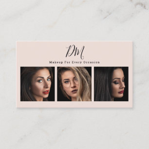 Moderne blush roze foto collage chique make-up art visitekaartje
