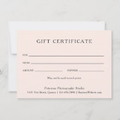 Moderne Blush roze fotografie cadeaubon (Achterkant)