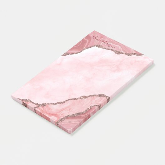 Moderne Blush roze geode Post-it® Notes (Schuin)
