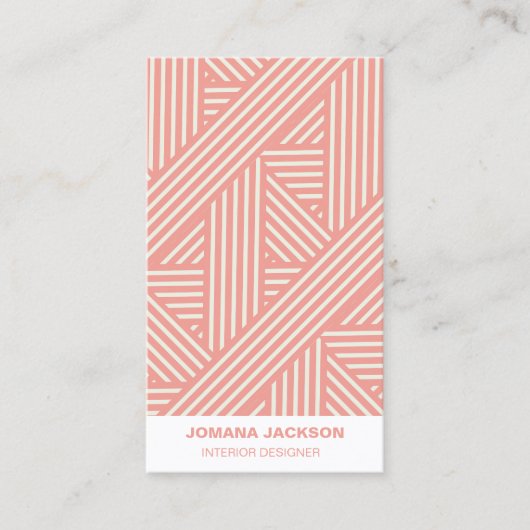 Moderne Blush Roze Geometrische Stiped Girly Vrouw Visitekaartje (Voorkant)