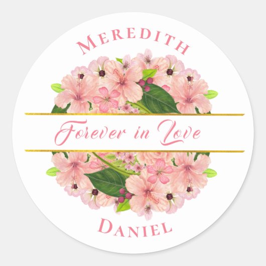 Moderne Blush Roze Goud Klassieke Ronde Sticker (Voorkant)