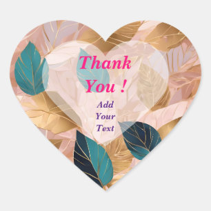 Moderne Blush Roze Gouden Boho Bladeren Collectie Hart Sticker