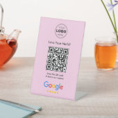 Moderne Blush Roze Hou van je nagels Google Review Reclamebord Met Voetstuk (Insitu)