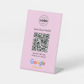Moderne Blush Roze Hou van je nagels Google Review Reclamebord Met Voetstuk (Voorkant)