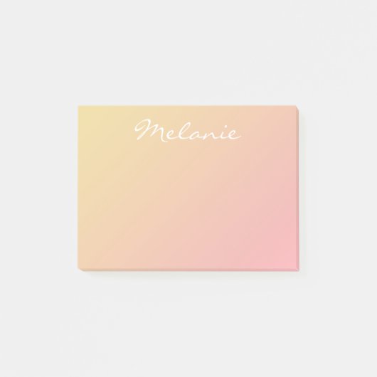 Moderne Blush Roze Koraal Goud Ombre Script Post-it® Notes (Voorkant)