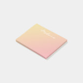 Moderne Blush Roze Koraal Goud Ombre Script Post-it® Notes (Schuin)