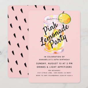 Moderne Blush Roze Limonade Party Uitnodiging