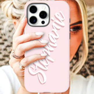 Moderne Blush Roze Minimaal Script Naam iPhone 16 Pro Max Hoesje