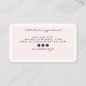 Moderne blush roze mode stylist personal shopper visitekaartje (Achterkant)