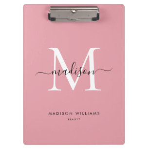Moderne Blush Roze Monogram Stijlvolle Manuscript Klembord