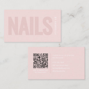 Moderne Blush Roze Nagel Tech QR Code Visitekaartje