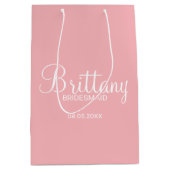 Moderne Blush roze persoonlijke videodesmaïden Medium Cadeauzakje (Voorkant)