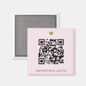 Moderne Blush Roze QR Code Bruiloft uitnodiging Magneet (Voorkant / Achterkant)