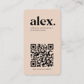 Moderne Blush roze QR Code Logo Visitekaartje (Voorkant)