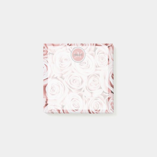 Moderne blush roze rozen gepersonaliseerd post-it® notes (Voorkant)