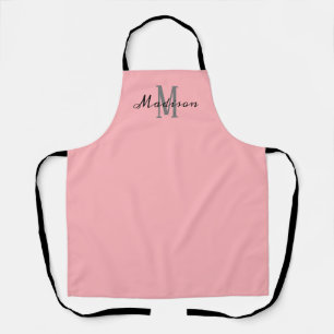 Moderne Blush Roze Script Monogram op maat gemaakt Schort