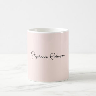 Moderne Blush Roze Stijlvolle Monogram Naam Script Koffiemok