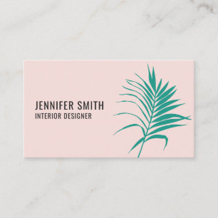 Moderne blush roze tropische groene bladeren minim visitekaartje