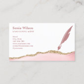 Moderne blush roze verzekeringsagent visitekaartje (Achterkant)