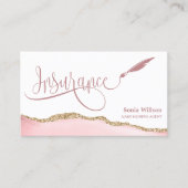 Moderne blush roze verzekeringsagent visitekaartje (Voorkant)