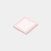 Moderne Blush Roze Wit Rand Script Post-it® Notes (Schuin)