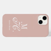 Moderne Blush Roze Witte Monogram Naam Case-Mate iPhone Case (Achterkant (horizontaal))