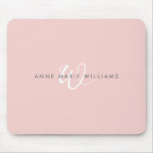 Moderne Blush Roze Witte Script Monogram Muismat (Voorkant)