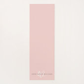 Moderne Blush Roze Witte Script Monogram Yogamat (Achterkant)