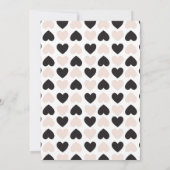 Moderne Blush Roze Zwart Liefde Harten Monogram Bedankkaart (Achterkant)