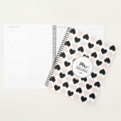 Moderne Blush Roze Zwart Liefde Harten Monogram Planner (Display)