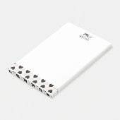 Moderne Blush Roze Zwart Liefde Harten Monogram Post-it® Notes (Schuin)