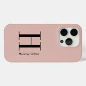 Moderne Blush Roze Zwarte Monogram Naam Case-Mate iPhone Case (Achterkant (horizontaal))