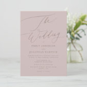Moderne Blush Simple Calligraphy Wedding Kaart (Staand voorkant)