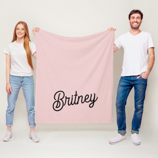 Moderne Blush Stof Roze Monogram en Naam Fleece Deken (In situ)