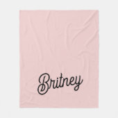Moderne Blush Stof Roze Monogram en Naam Fleece Deken (Voorkant)