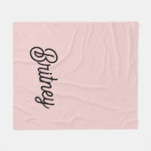 Moderne Blush Stof Roze Monogram en Naam Fleece Deken (Voorkant (Horizontaal))