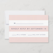 Moderne Blush Stripe RSVP Kaartje (Voorkant)