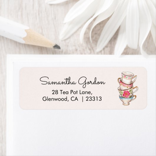 Moderne Blush Thee Party Bruiloftsshower Adres Etiket (Insitu)