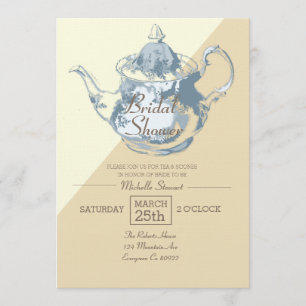 Moderne Blush theepot   Bruidstheefeest   Aangepas Kaart